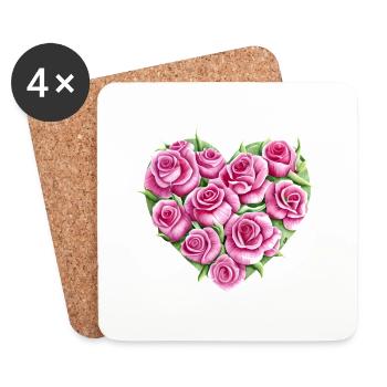 Valentinstag Hochzeit Muttertag Liebe Verlobung - Untersetzer (4er-Set) - Weiß - Vorne