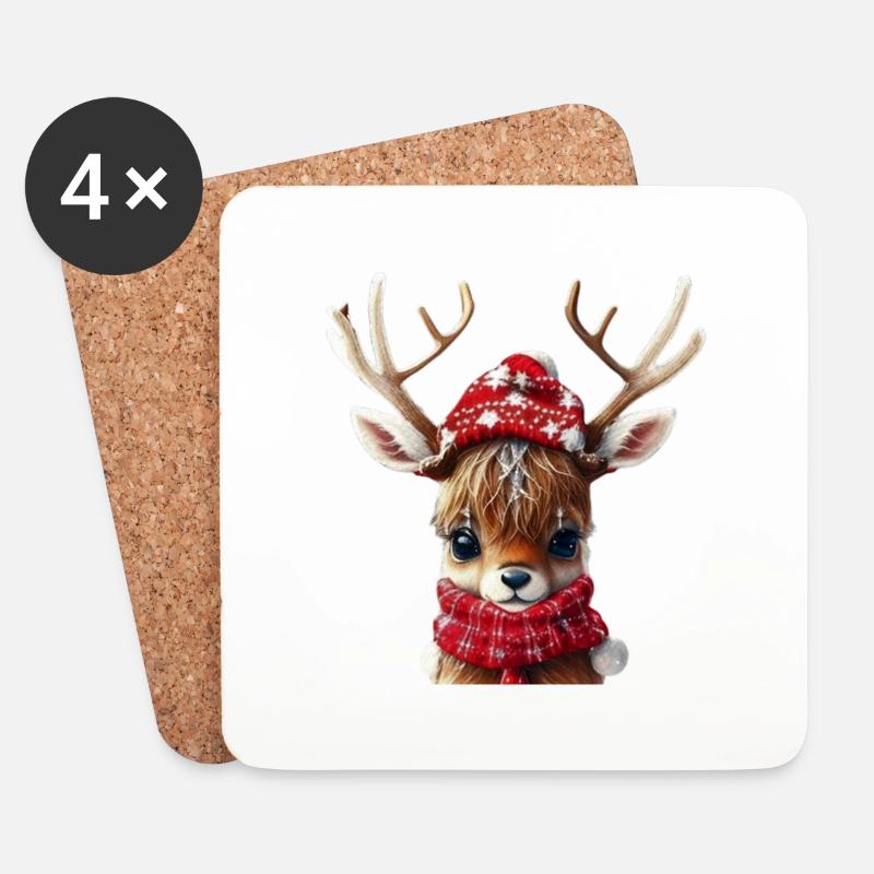 WEIHNACHTSRENTIER - Untersetzer (4er-Set) - Weiß