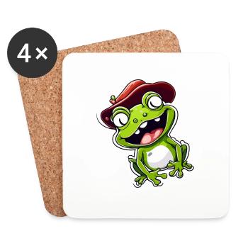 Frog / Animal / Quack / Toad / Pond / Hop - Coasters (set of 4) - white - Front