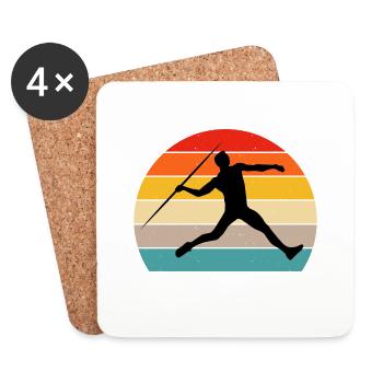 lancer de javelot Rétro vintage - Dessous de verre (lot de 4) - blanc - Devant