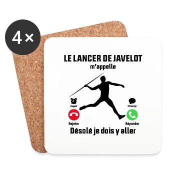 Le Lancer de Javelot M'appelle Je dois y aller - Dessous de verre (lot de 4) - blanc - Devant