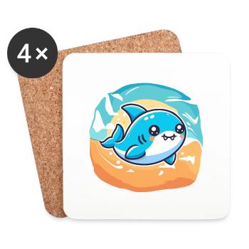 Bébé requin - Dessous de verre (lot de 4) - blanc - Devant