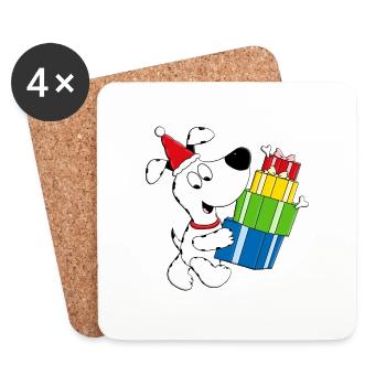 WEIHNACHTEN - GESCHENKE - HUND - TIERISCH - Untersetzer (4er-Set) - Weiß - Vorne