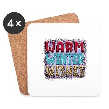 Warm winter wishes - Coasters (set of 4) - white - Front