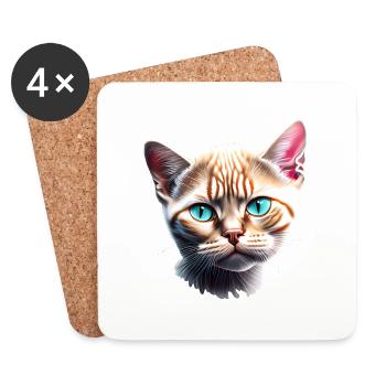 Domestic Cat, Cat, Cat Owner, Siamese Cat, Kitten - Coasters (set of 4) - white - Front