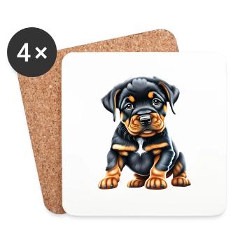 Rottweiler Dog Rottweiler Puppy Dogs Dog Puppy - Coasters (set of 4) - white - Front