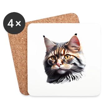 Maine Coon Kitten Cat Owner Cat Male - Coasters (set of 4) - white - Front