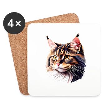 Maine Coon Kitten Male Cat Cat Owner - Coasters (set of 4) - white - Front