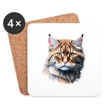 Maine Coon Cat Kitten Cat Owner Male Cat - Coasters (set of 4) - white - Front