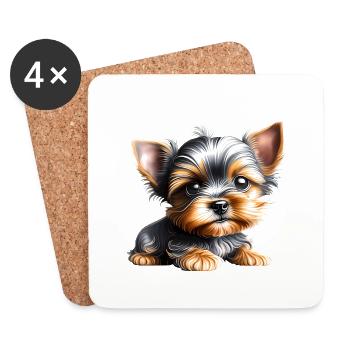 Yorkshire Terrier Puppy Dog Dog Owner - Coasters (set of 4) - white - Front