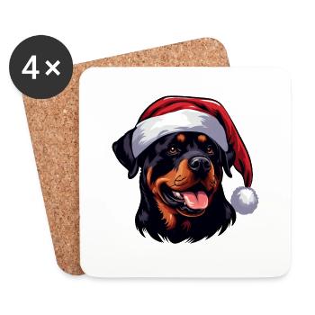 Rottweiler Der Weihnachtsmann - Untersetzer (4er-Set) - Weiß - Vorne
