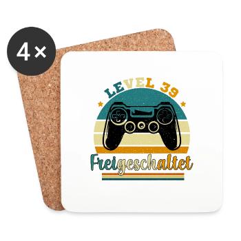 Level 39 Freigeschaltete Geschenkidee 39 Jahre - Untersetzer (4er-Set) - Weiß - Vorne
