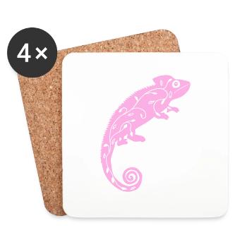 Pink chameleon - Coasters (set of 4) - white - Front
