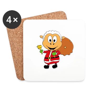 SCHAF - WEIHNACHTSMANN - TIER - TIERISCH - Untersetzer (4er-Set) - Weiß - Vorne