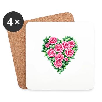 Saint-Valentin mariage fête des mères fiançailles d’amour - Dessous de verre (lot de 4) - blanc - Devant