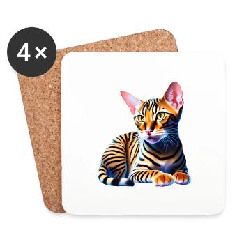 Bengal Cat Owner Cat Kitten - Coasters (set of 4) - white - Front