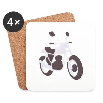 Moto Motocross Fan de moto Motard - Dessous de verre (lot de 4) - blanc - Devant