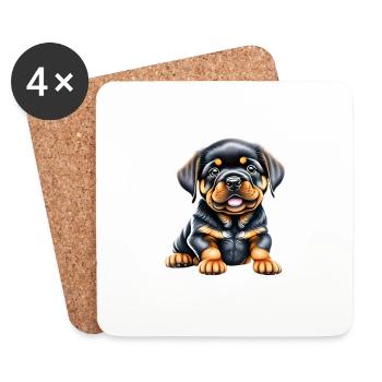 Rottweiler Dog Rottweiler Puppy Dogs Dog Puppy - Coasters (set of 4) - white - Front