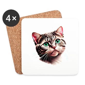 Cat owner, domestic cat, cat, Siamese cat, kitten - Coasters (set of 4) - white - Front