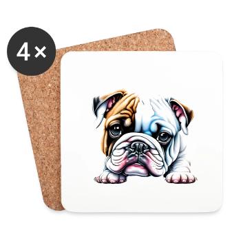 Dogs English Bulldog Dog Mastiff Dog Owner - Coasters (set of 4) - white - Front