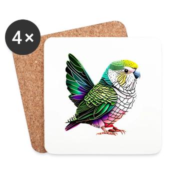 Perruche Bird Propriétaire d’oiseau Calopsitte - Dessous de verre (lot de 4) - blanc - Devant