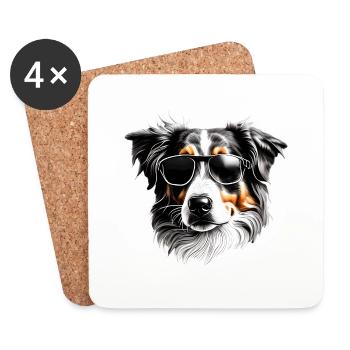 Australian Shepherd Dog Owner Dog Puppy - Coasters (set of 4) - white - Front