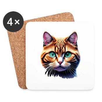Hauskatze Katze Kätzchen Katzenbesitzer Haustier - Untersetzer (4er-Set) - Weiß - Vorne
