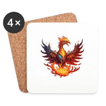 Phénix / Oiseau / Animal / Créature mythique / Feu - Dessous de verre (lot de 4) - blanc - Devant