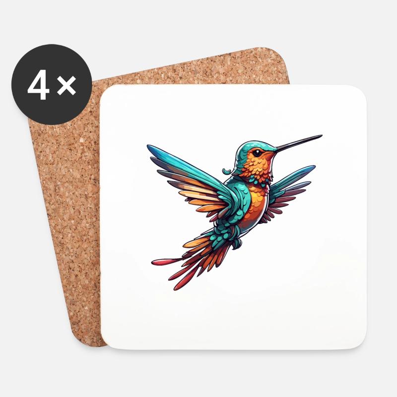 Kolibri / Vogel / Tier / fliegen / Flügel / Federn - Untersetzer (4er-Set) - Weiß