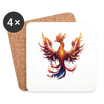 Phénix / Oiseau / Animal / Créature mythique / Feu - Dessous de verre (lot de 4) - blanc - Devant