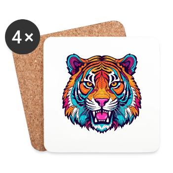 Tigre 2 - Dessous de verre (lot de 4) - blanc - Devant