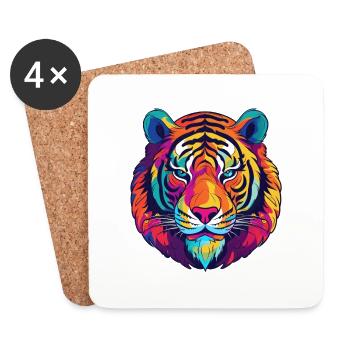 Tigre 1 - Dessous de verre (lot de 4) - blanc - Devant