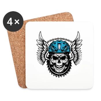 Skull bike helmet - Skull with cycling helmet - Coasters (set of 4) - white - Front