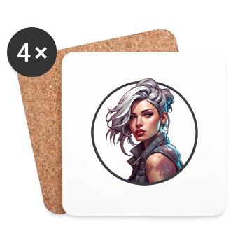 Rocker Girl / Punk Rock / Woman / Colorful Hair / Cool - Coasters (set of 4) - white - Front