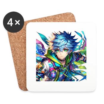 Manga anime garçon - Dessous de verre (lot de 4) - blanc - Devant