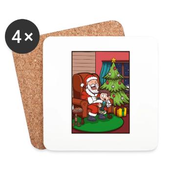 Père Noël avec enfant - Dessous de verre (lot de 4) - blanc - Devant