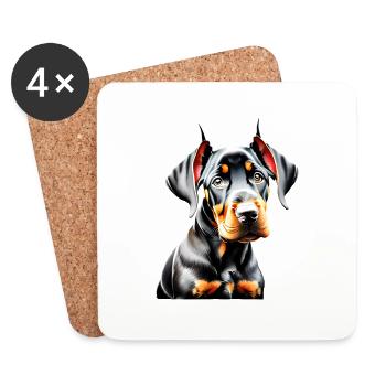 Doberman dog Doberman trainer Doberman puppy - Coasters (set of 4) - white - Front