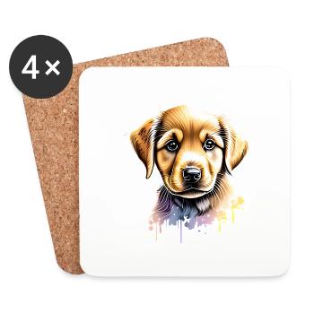 Golden Retriever Hunde Hundebesitzer Hundewelpe - Untersetzer (4er-Set) - Weiß - Vorne