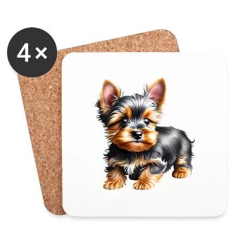 Yorkshire Terrier Puppy Dog Dog Owner - Coasters (set of 4) - white - Front