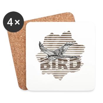 Oiseau - Dessous de verre (lot de 4) - blanc - Devant
