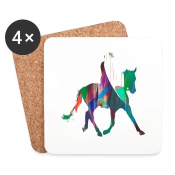 équitation,équitation,course,équitation,équitation - Dessous de verre (lot de 4) - blanc - Devant