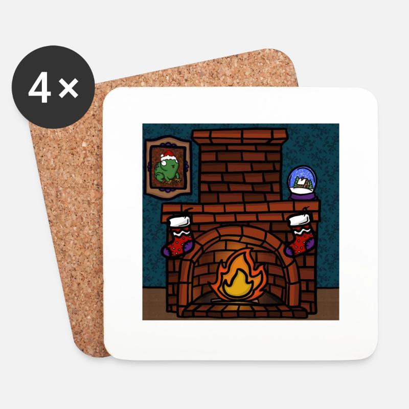 Fireplace - Coasters (set of 4) - white