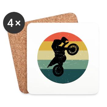 Supermoto Dirt Biker Women's Motocross Dirt Bike - Coasters (set of 4) - white - Front