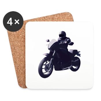 Moto Fan Moto Motard Motard Motard Motocross - Dessous de verre (lot de 4) - blanc - Devant