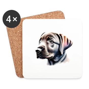 Labrador Propriétaire Chiot Labrador Retriever - Dessous de verre (lot de 4) - blanc - Devant