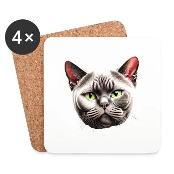 British Shorthair Chat Chat Chat Chaton Chaton - Dessous de verre (lot de 4) - blanc - Devant