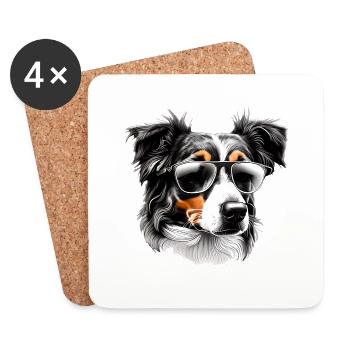 Australian Shepherd Dog Owner Dog Puppy - Coasters (set of 4) - white - Front