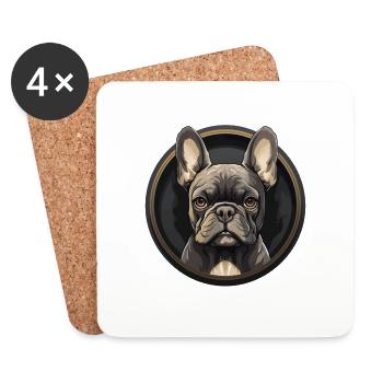 Französische Bulldogge - Untersetzer (4er-Set) - Weiß - Vorne