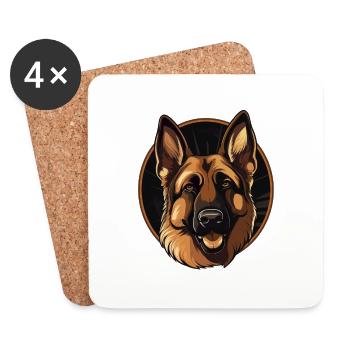 Schäferhund - Untersetzer (4er-Set) - Weiß - Vorne