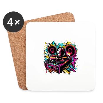 Der tut nix, der will nur AUFLEGEN DJ Disc Jockey - Untersetzer (4er-Set) - Weiß - Vorne